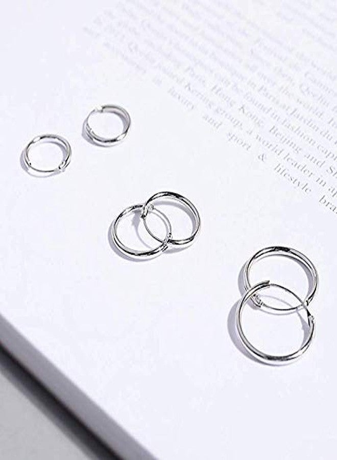 EPIRORA EPIRPRA Silver Hoop Earrings- Cartilage Earring Small Hoop Earrings for Women Men,4 Pairs of Hypoallergenic 925 Sterling Silver Tragus Earrings(Silver,8mm/10mm/12mm/14mm) - Image 4